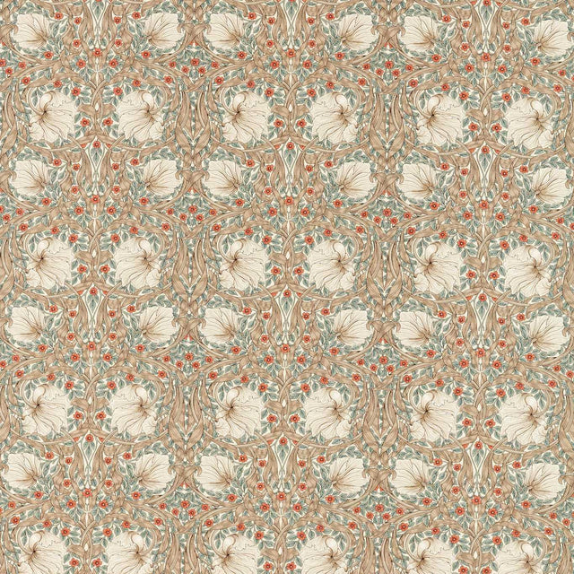 Morris & Co Pimpernel Linen/Coral Fabric