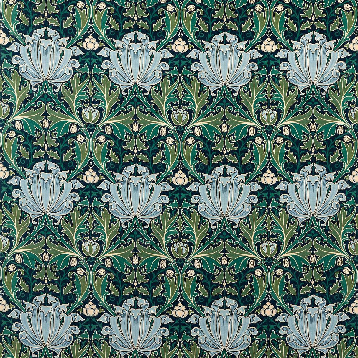 Morris & Co Helena Velvet Indigo/Boughs Fabric