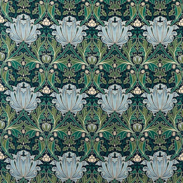 Morris & Co Helena Velvet Indigo/Boughs Fabric