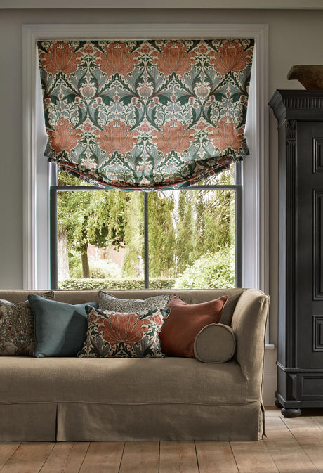 Morris & Co Helena Peach/Teal Fabric