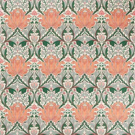 Morris & Co Helena Peach/Teal Fabric
