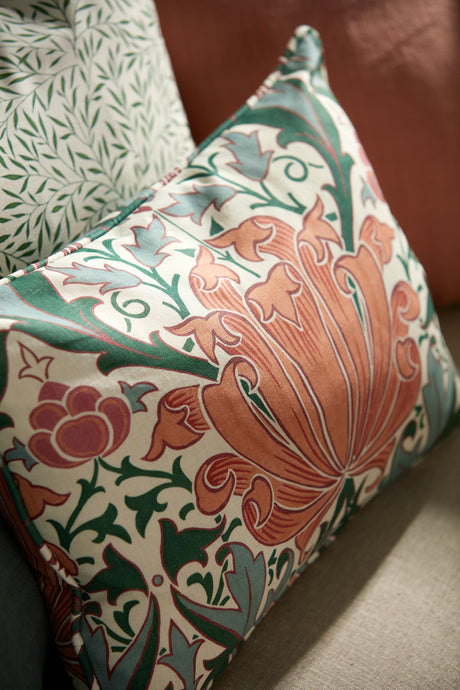 Morris & Co Helena Peach/Teal Fabric