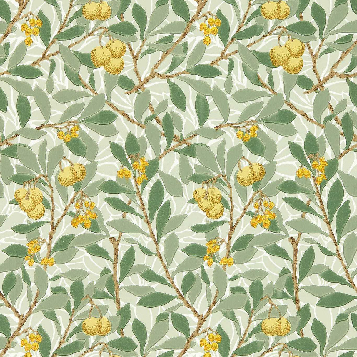 Morris & Co Arbutus Sage/Lemon Wallpaper