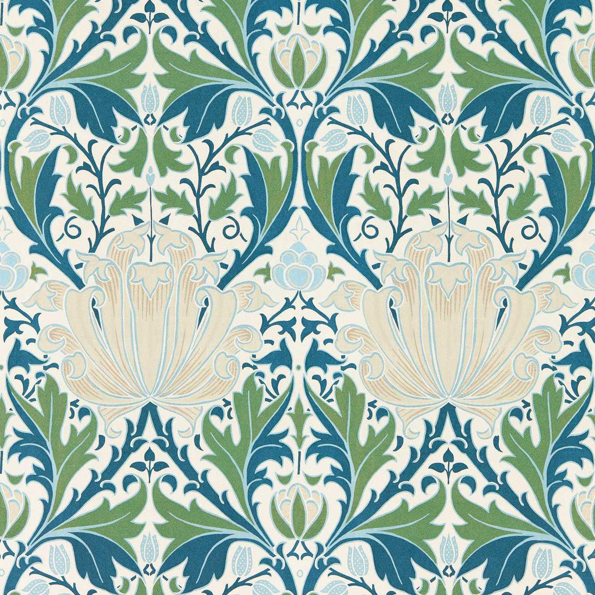 Morris & Co Helena Indigo/Forest Wallpaper