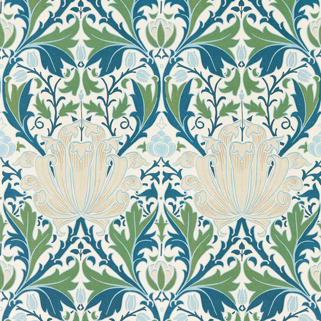 Morris & Co Helena Indigo/Forest Wallpaper
