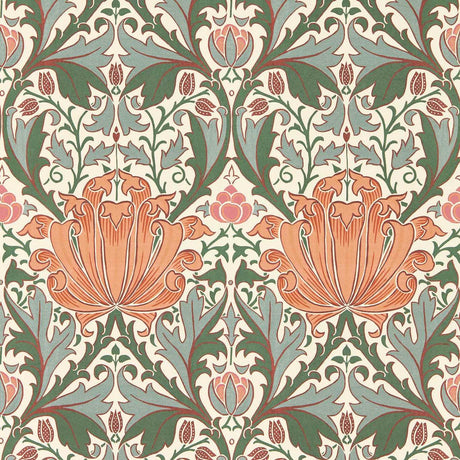 Morris & Co Helena Peach/Teal Wallpaper
