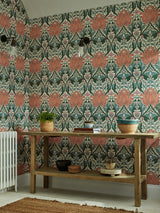Morris & Co Helena Peach/Teal Wallpaper