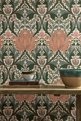 Morris & Co Helena Peach/Teal Wallpaper