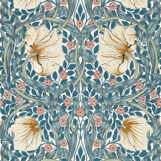 Morris & Co Pimpernel Woad/Coral Wallpaper