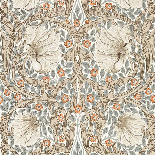 Morris & Co Pimpernel Linen/Coral Wallpaper