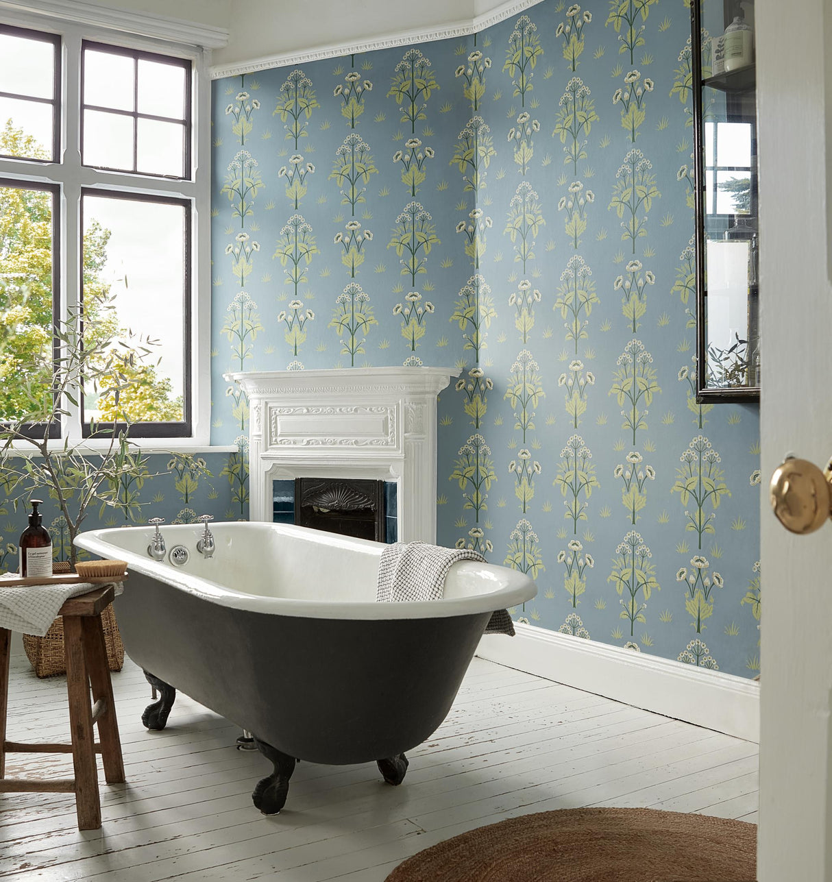 Morris & Co Meadow Sweet Mineral Blue Wallpaper