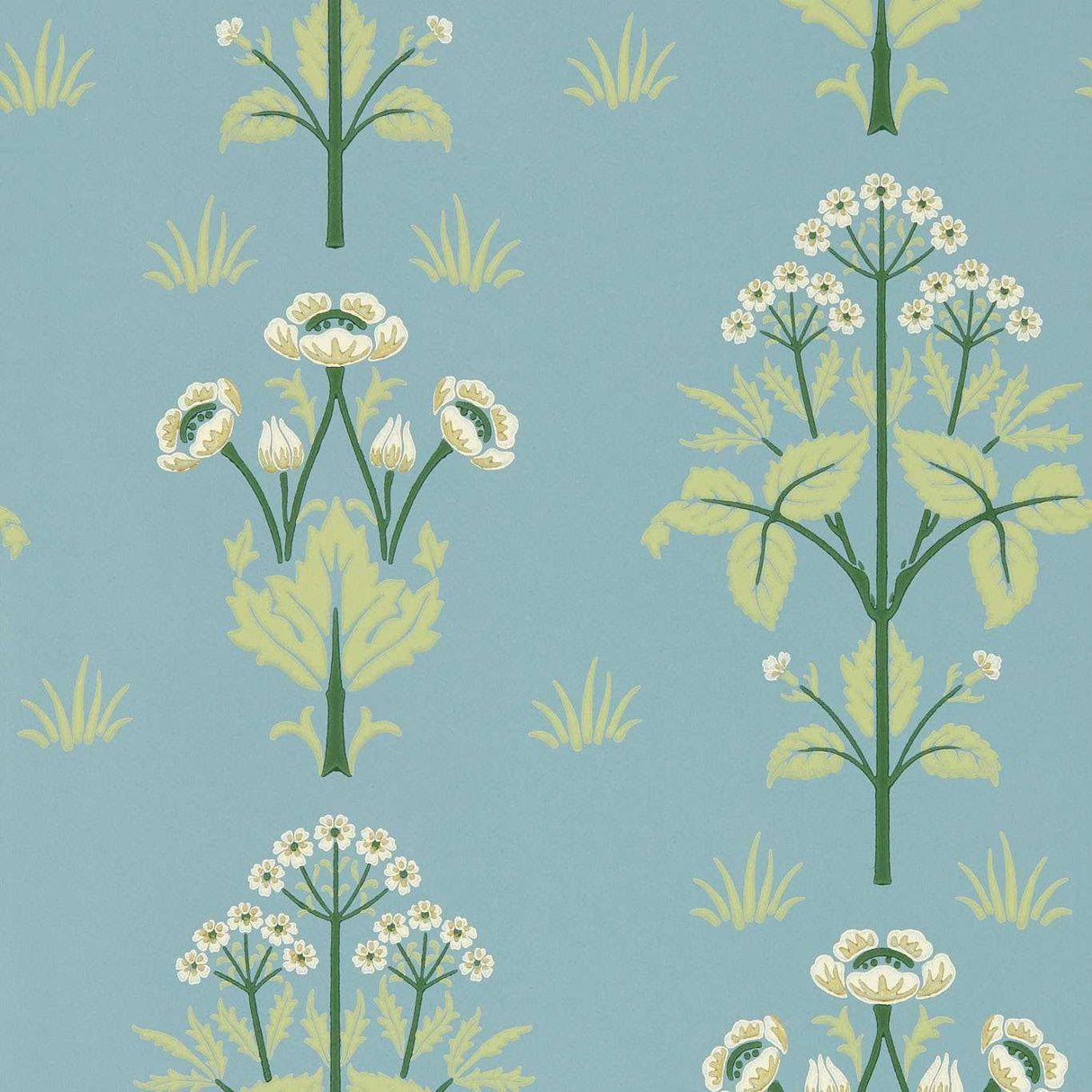 Morris & Co Meadow Sweet Mineral Blue Wallpaper