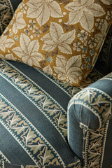 Morris & Co Red Car Stripe Emery Blue Fabric