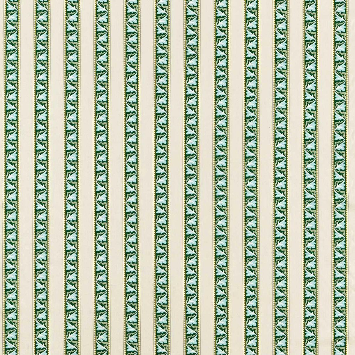 Morris & Co Red Car Stripe Forest/Linen Fabric