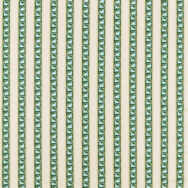 Morris & Co Red Car Stripe Forest/Linen Fabric