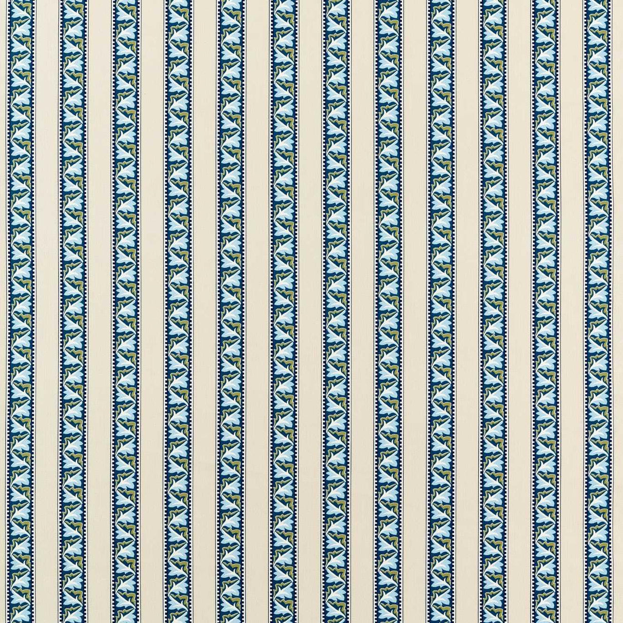 Morris & Co Red Car Stripe Indigo/Linen Fabric