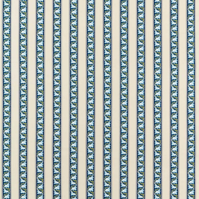 Morris & Co Red Car Stripe Indigo/Linen Fabric