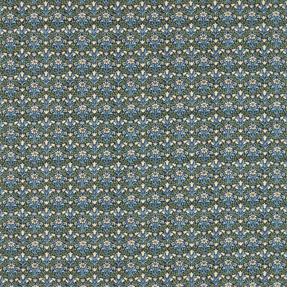 Morris & Co Bellflowers Indigo/Thyme Fabric