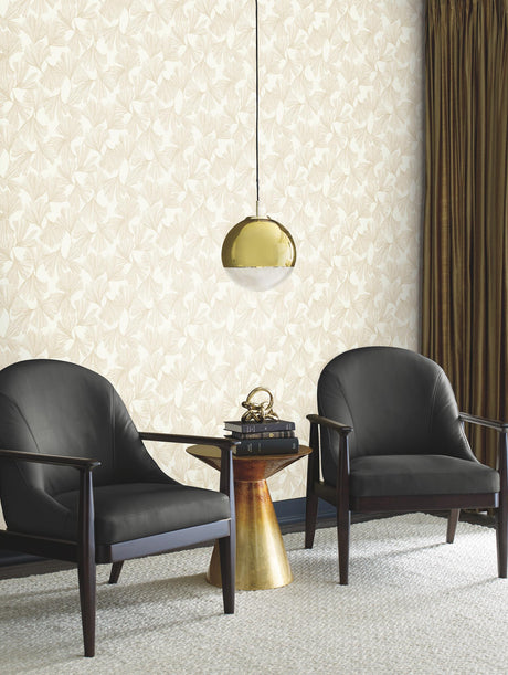 Antonina Vella Ginkgo Toss Gold Wallpaper