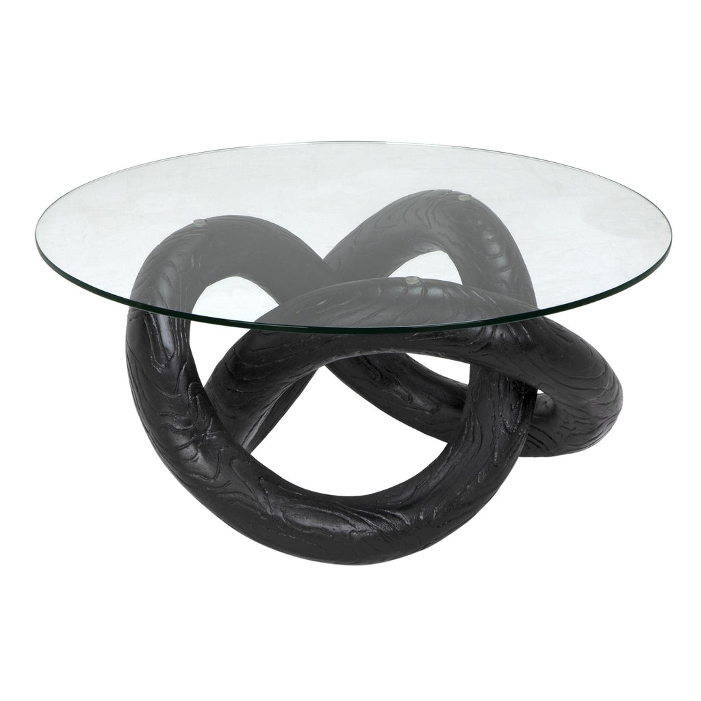 NOIR Phobos Coffee Table with Glass Black Resin