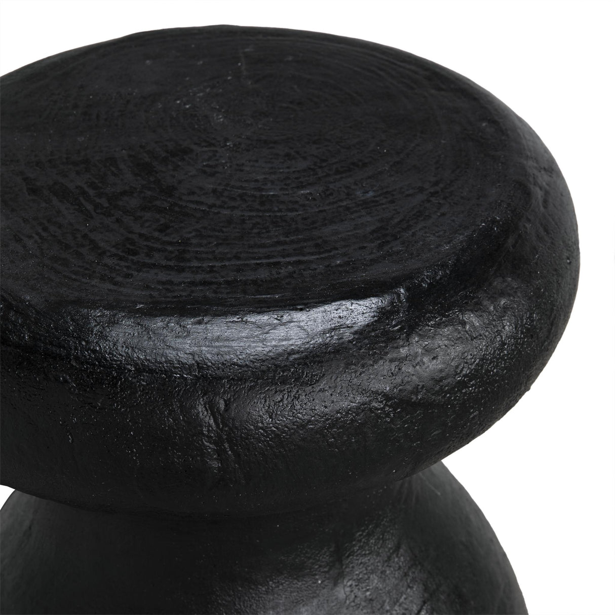 NOIR Samson Stool/Side Table Black Burnt Resin