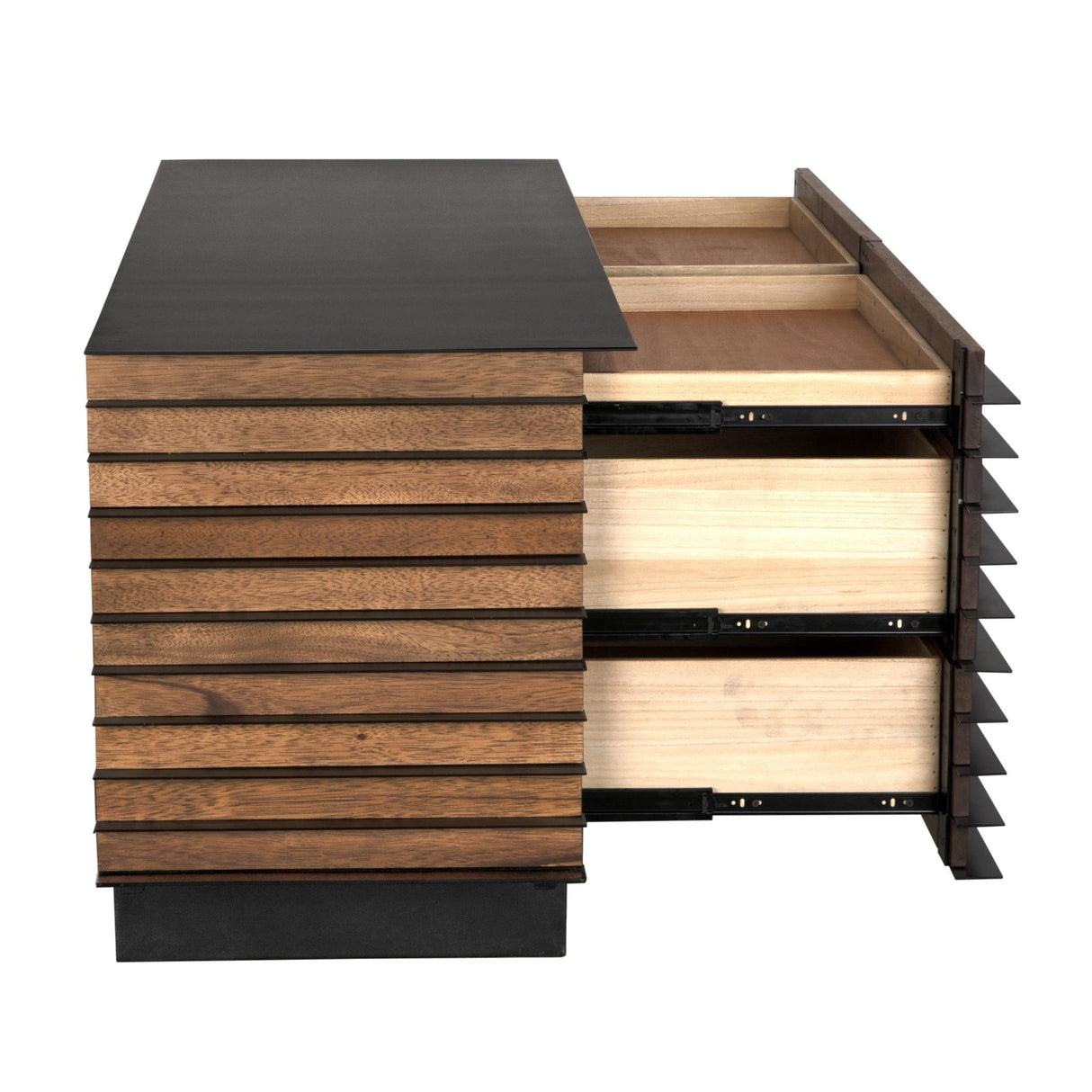 NOIR Elevation Sideboard Dark Walnut and Steel