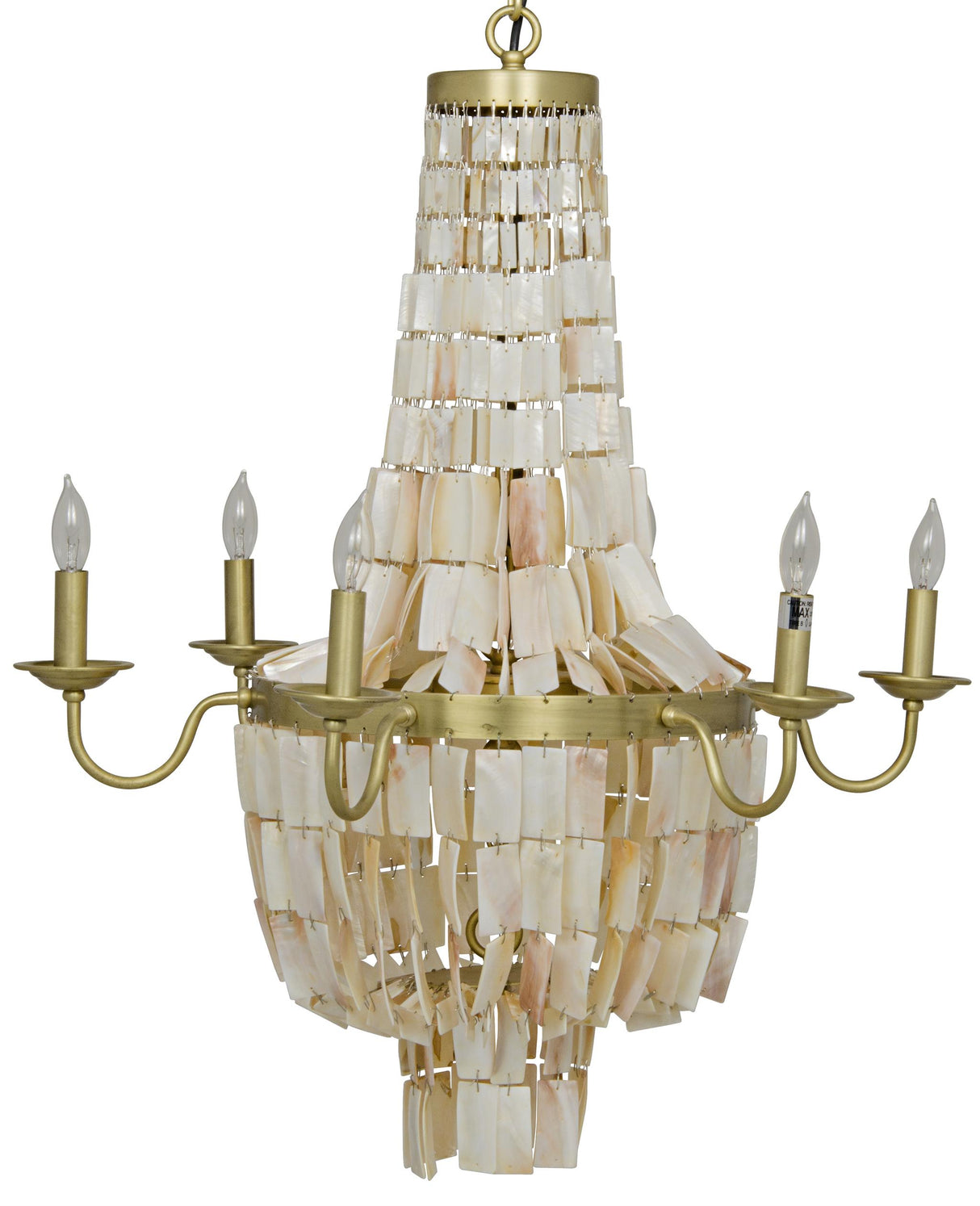 NOIR Bijou Chandelier Antique Brass Metal and Shells