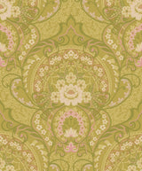 Brewster Home Fashions Nasrin Chartreuse Damask Wallpaper