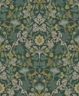 Brewster Home Fashions Lila Teal Strawberry Floral Wallpaper