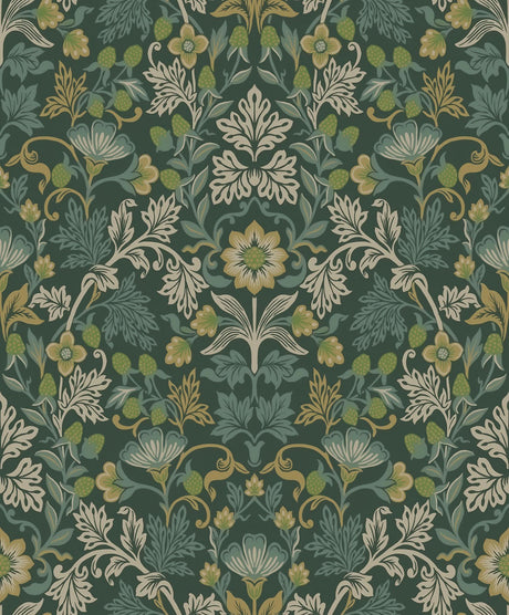 Brewster Home Fashions Lila Teal Strawberry Floral Wallpaper