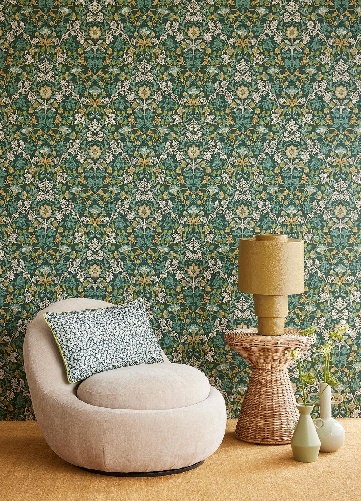 Brewster Home Fashions Lila Teal Strawberry Floral Wallpaper