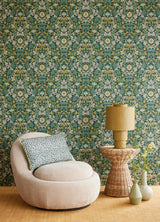 Brewster Home Fashions Lila Teal Strawberry Floral Wallpaper