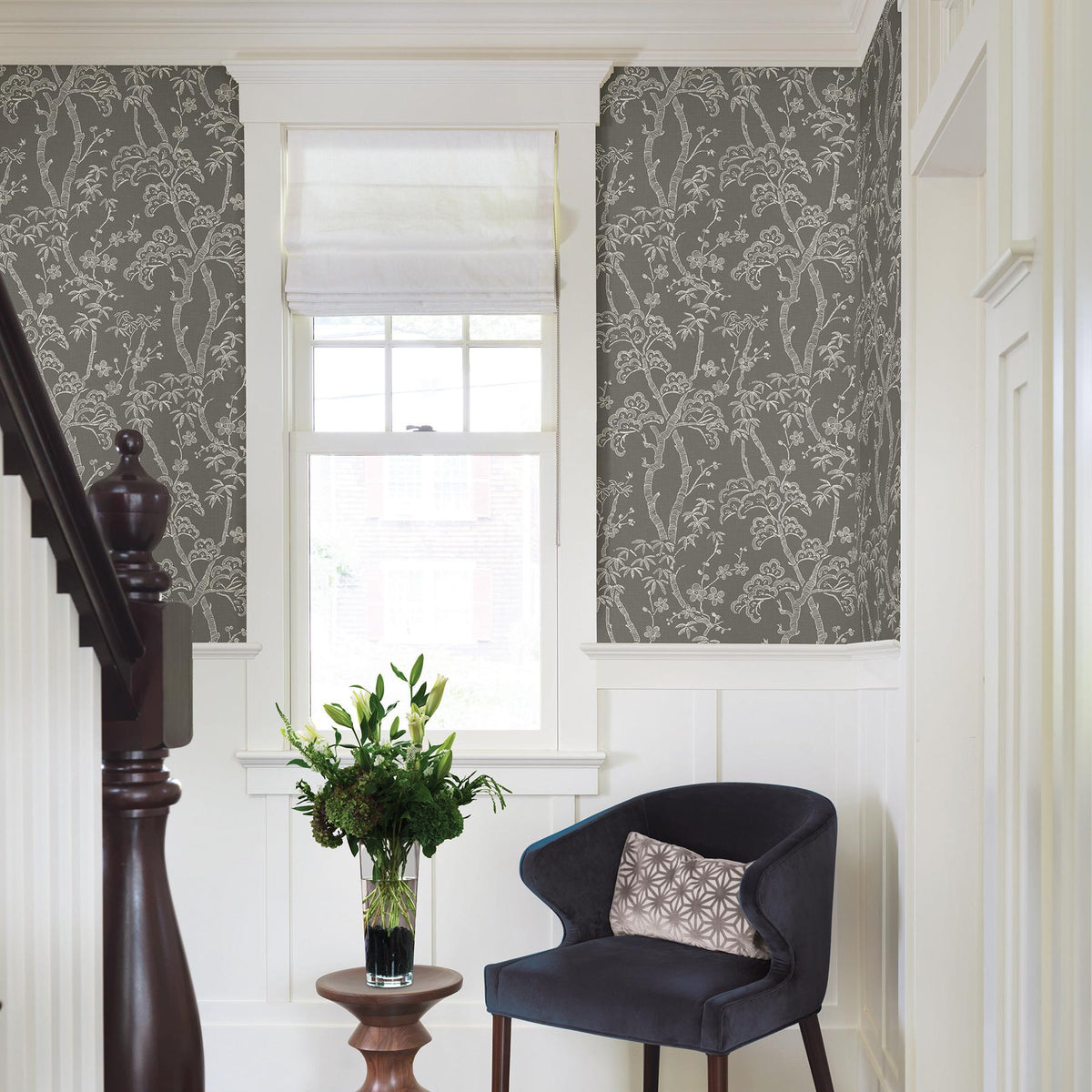 A-Street Prints Bonsai Grey Tree Wallpaper