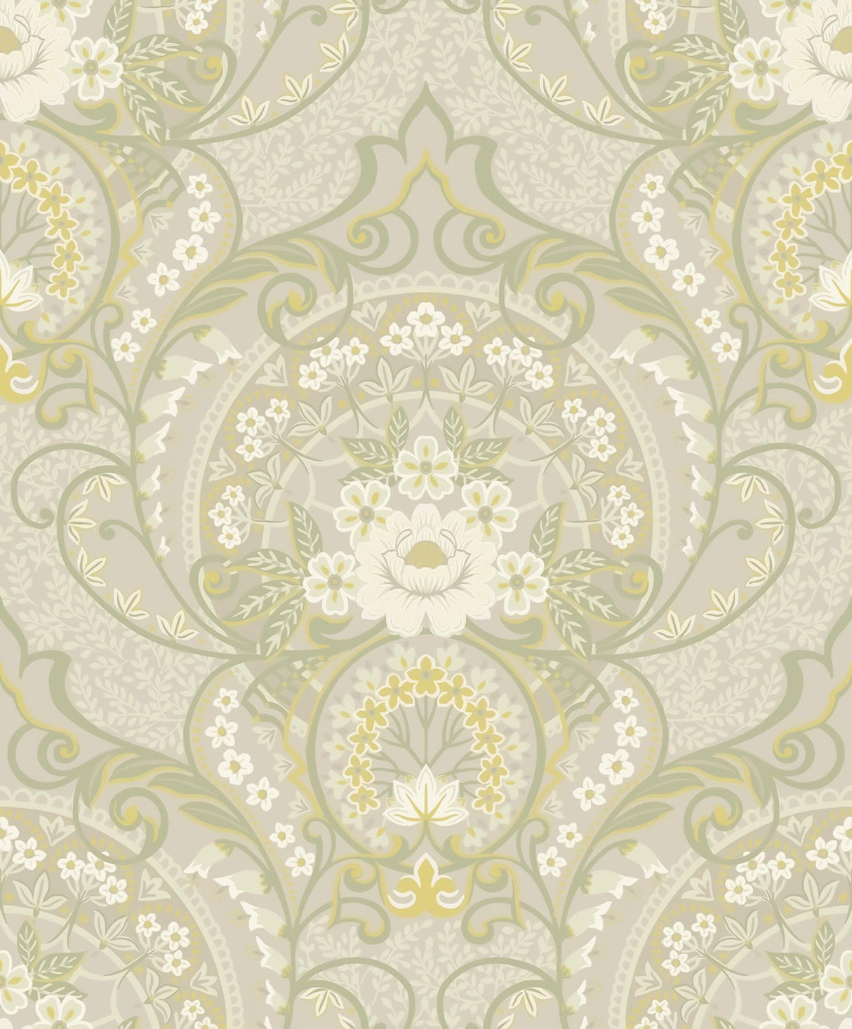 Brewster Home Fashions Nasrin Light Grey Damask Wallpaper
