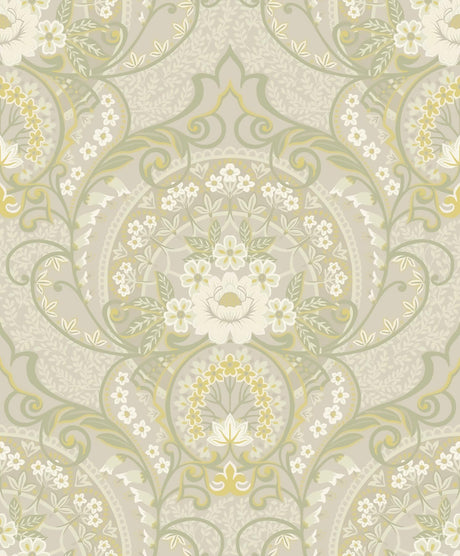 Brewster Home Fashions Nasrin Light Grey Damask Wallpaper