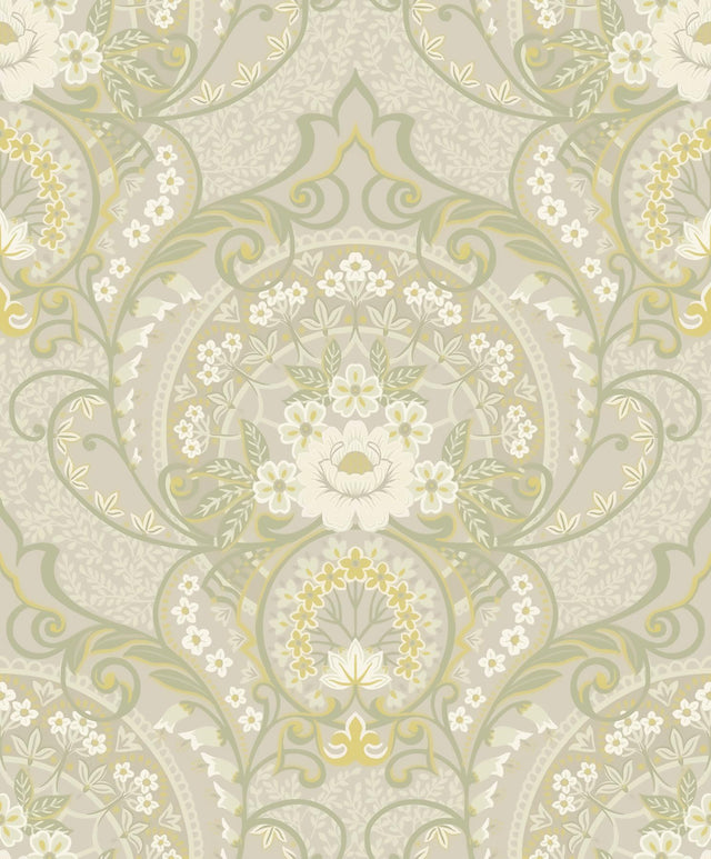 Brewster Home Fashions Nasrin Light Grey Damask Wallpaper