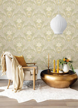 Brewster Home Fashions Nasrin Light Grey Damask Wallpaper