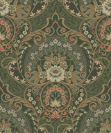 Brewster Home Fashions Nasrin Dark Green Damask Wallpaper
