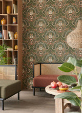 Brewster Home Fashions Nasrin Dark Green Damask Wallpaper