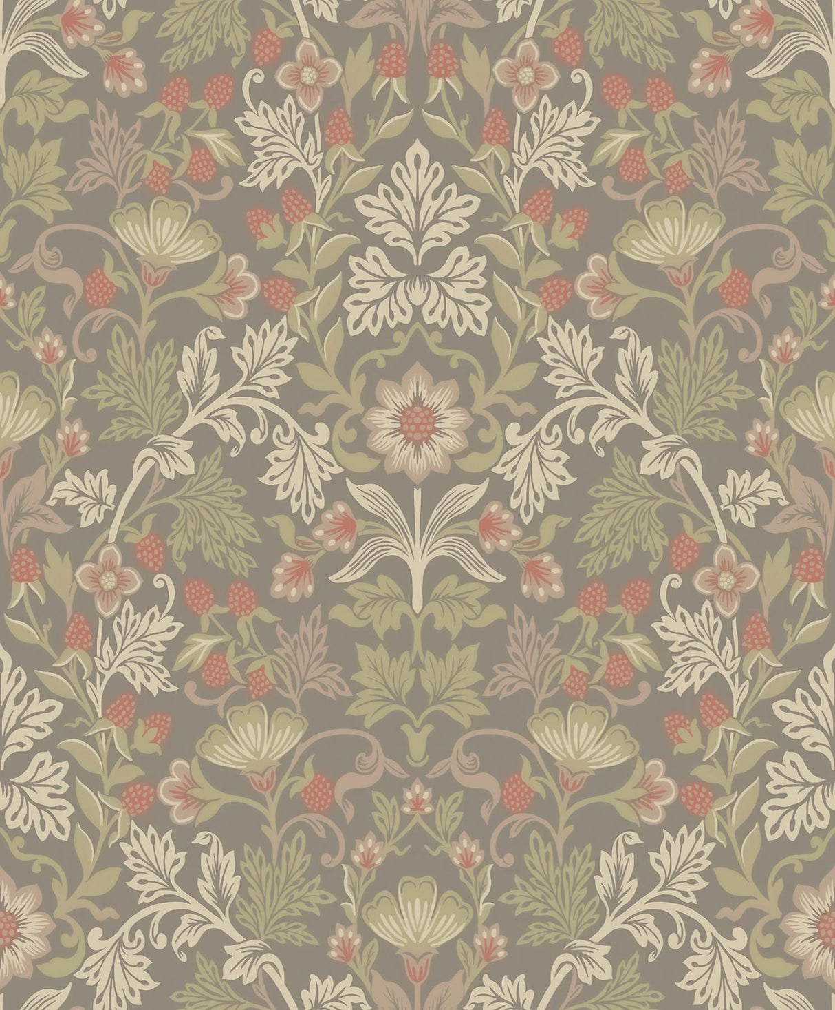 Brewster Home Fashions Lila Moss Strawberry Floral Wallpaper