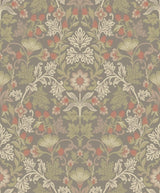 Brewster Home Fashions Lila Moss Strawberry Floral Wallpaper