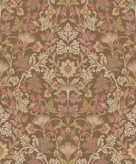 Brewster Home Fashions Lila Pink Strawberry Floral Wallpaper