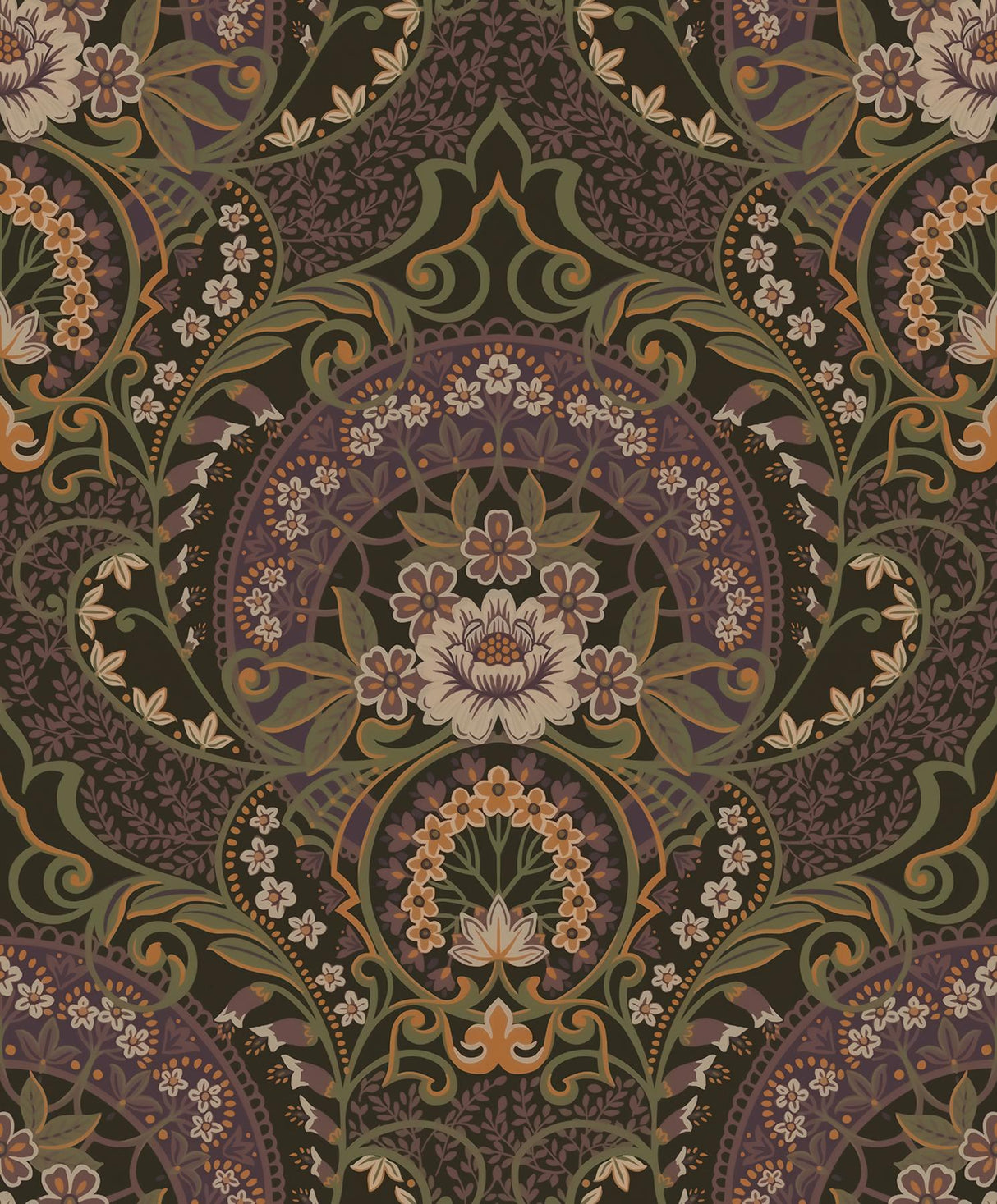 Brewster Home Fashions Nasrin Purple Damask Wallpaper