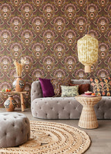 Brewster Home Fashions Nasrin Purple Damask Wallpaper
