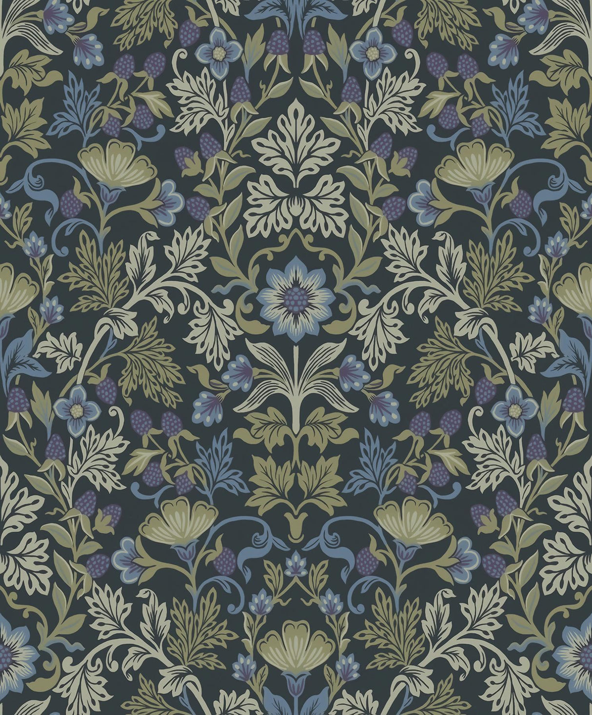 Brewster Home Fashions Lila Periwinkle Strawberry Floral Wallpaper