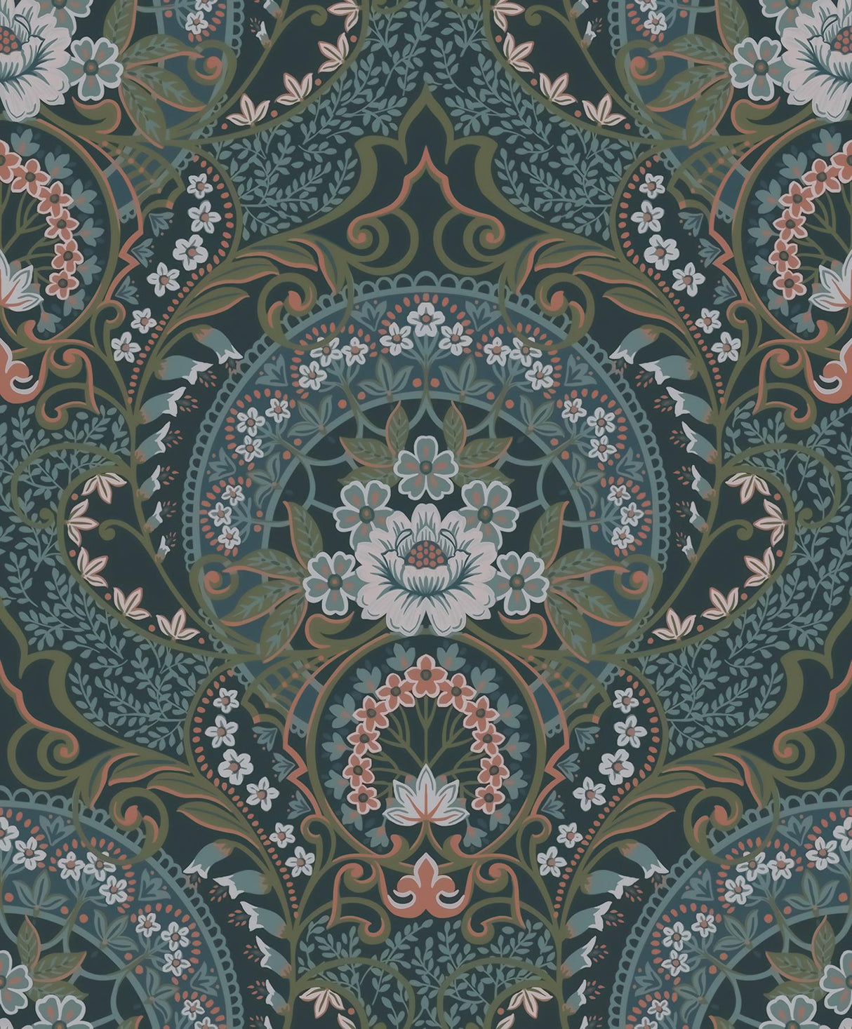 Brewster Home Fashions Nasrin Blueberry Damask Wallpaper