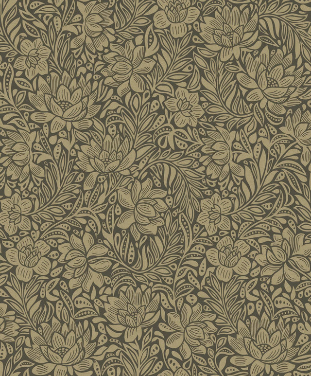 Brewster Home Fashions Zahara Chocolate Floral Wallpaper