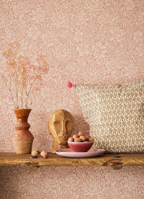Brewster Home Fashions Zahara Coral Floral Wallpaper