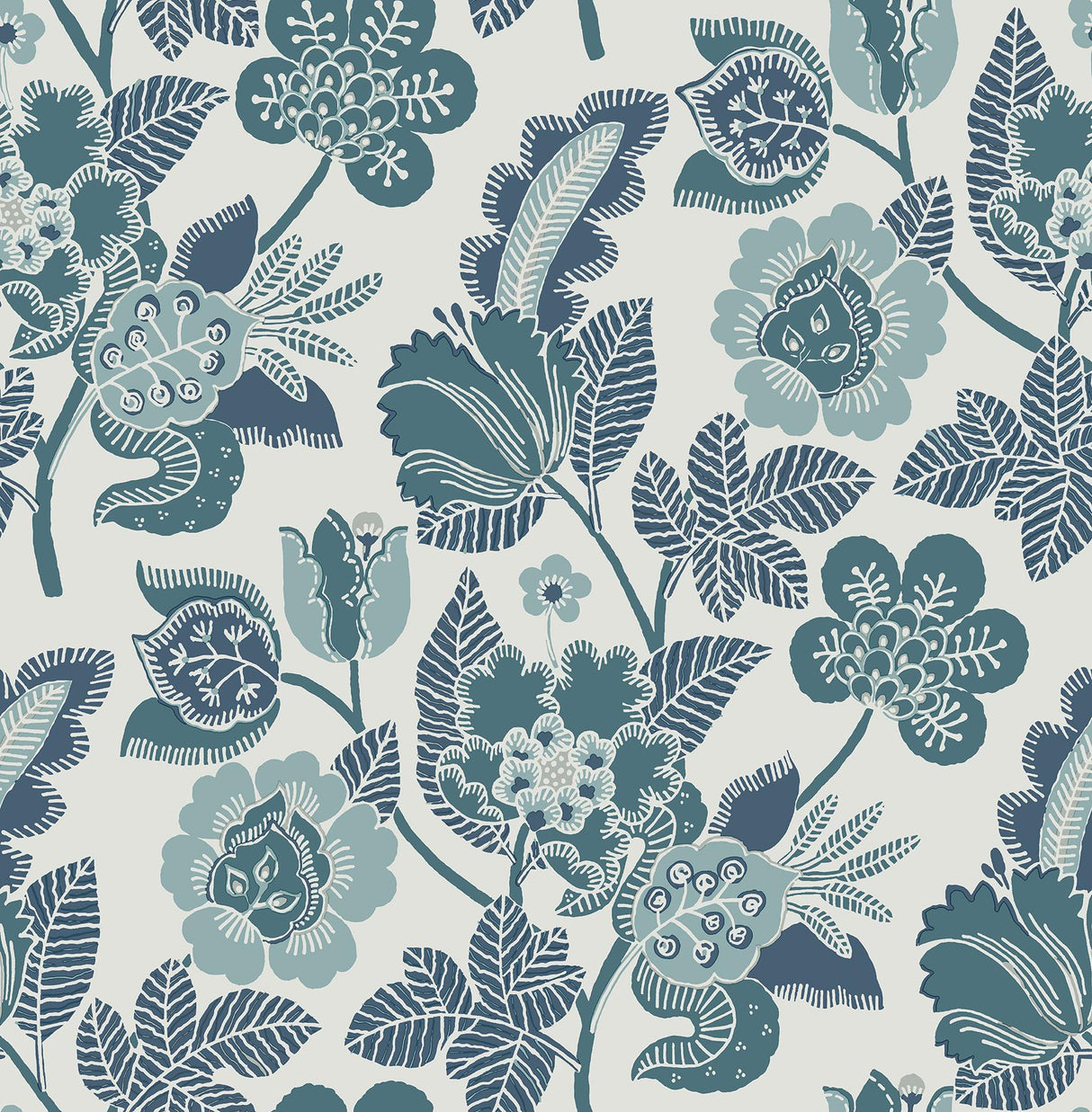 A-Street Prints Jana Teal Jacobean Wallpaper