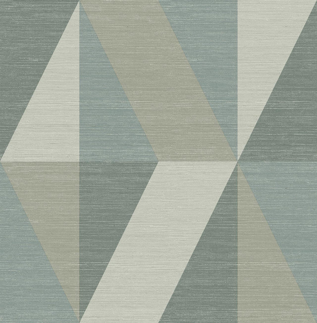 A-Street Prints Winslow Green Geometric Faux Grasscloth Wallpaper